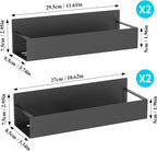 HuggieGems Metal 4 Pack Magnetic Spice Storage Rack Organizer for Refrigerator and Oven, Black Fridge Organizers and Storage, Metal