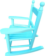 Kids Rocking Chair Light Blue: Solid Populus Wood Construction & 110 LBS Weight Limit - Indoor/Outdoor Use for Children's Room, Balcony & Porch