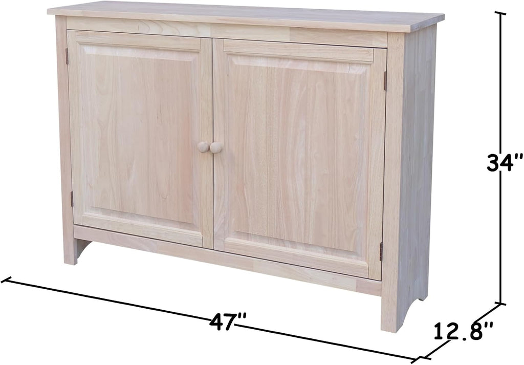 Solid Wood Hall Cupboard - 34" H, Unfinished