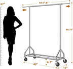 Simple Trending Heavy Duty Clothes Rack Load 450 LBS, Clothing Rack for Hanging Clothes, Garment Rack with Wheels & Shelves, for the Bedroom, Laundry Room