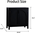 Black 28.94“W Buffet Cabinet with Storage, Accent Sideboard with Rattan Doors, Coffee Bar Table Credenza, Console Table with Adjustable Shelves for Dining Room, Kitchen and Hallway