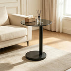 C Shaped Side Table Round End Table for Living Room, Modern Coffee Tables Unique Aesthetics Simple Accent Tables, Multifunction Black Bedside Stand for Sofa Bedroom Couch Balcony Patio Yard Garden