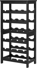VEVOR 24 Bottle Detachable Wine Rack, 6-Tier Wine Bottle Holder,Solid Bamboo Wood Freestanding Floor Display Wine Storage Shelves with Table Top, for Kitchen,Cellar,Bar,Dining Room,Living Room(Black)