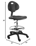 BenchPro Urethane Tall Chair with Footring and Single Lever Control - 22"-32" Adjustable Height x 18.5" Width x 18.0" Length - Black
