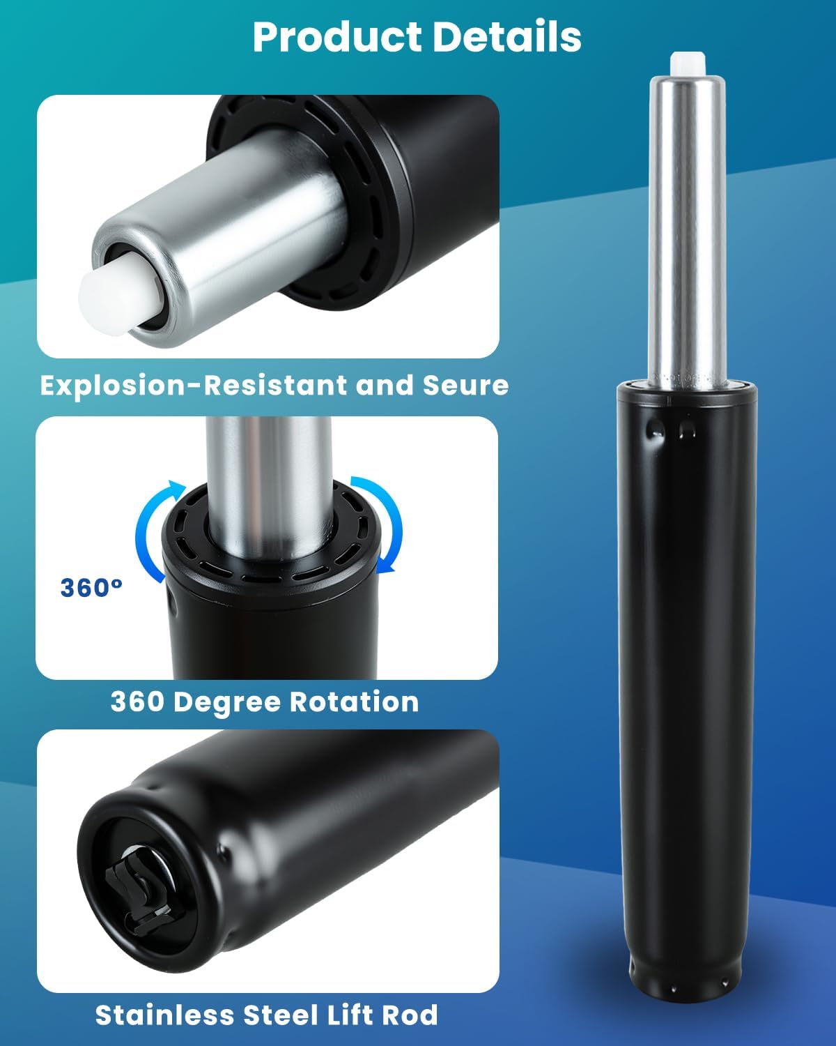 11 Inches to 16 Inches Office Chair Cylinder Replacement 1000lbs, 5.5" Stroke, Chair Gas Lift Cylinder Fits Most Chairs, Office Chair Hydraulic Cylinder Replacement Parts,Class 4