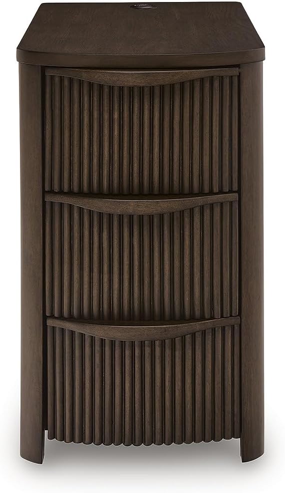 Signature Design by Ashley Camdill Chairside Contemporary End Table with USB Port and Charging Station, Dark Brown