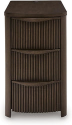 Signature Design by Ashley Camdill Chairside Contemporary End Table with USB Port and Charging Station, Dark Brown