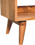 Oak-ish Bench with Tan Leather Seatpad