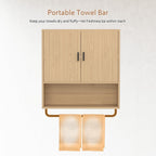 Bathroom Cabinet Wall Mounted: Over The Toilet Storage Cabinet with Adjustable Shelf & Towels Bar - 3-Tier Wood Medicine Cabines Large Space
