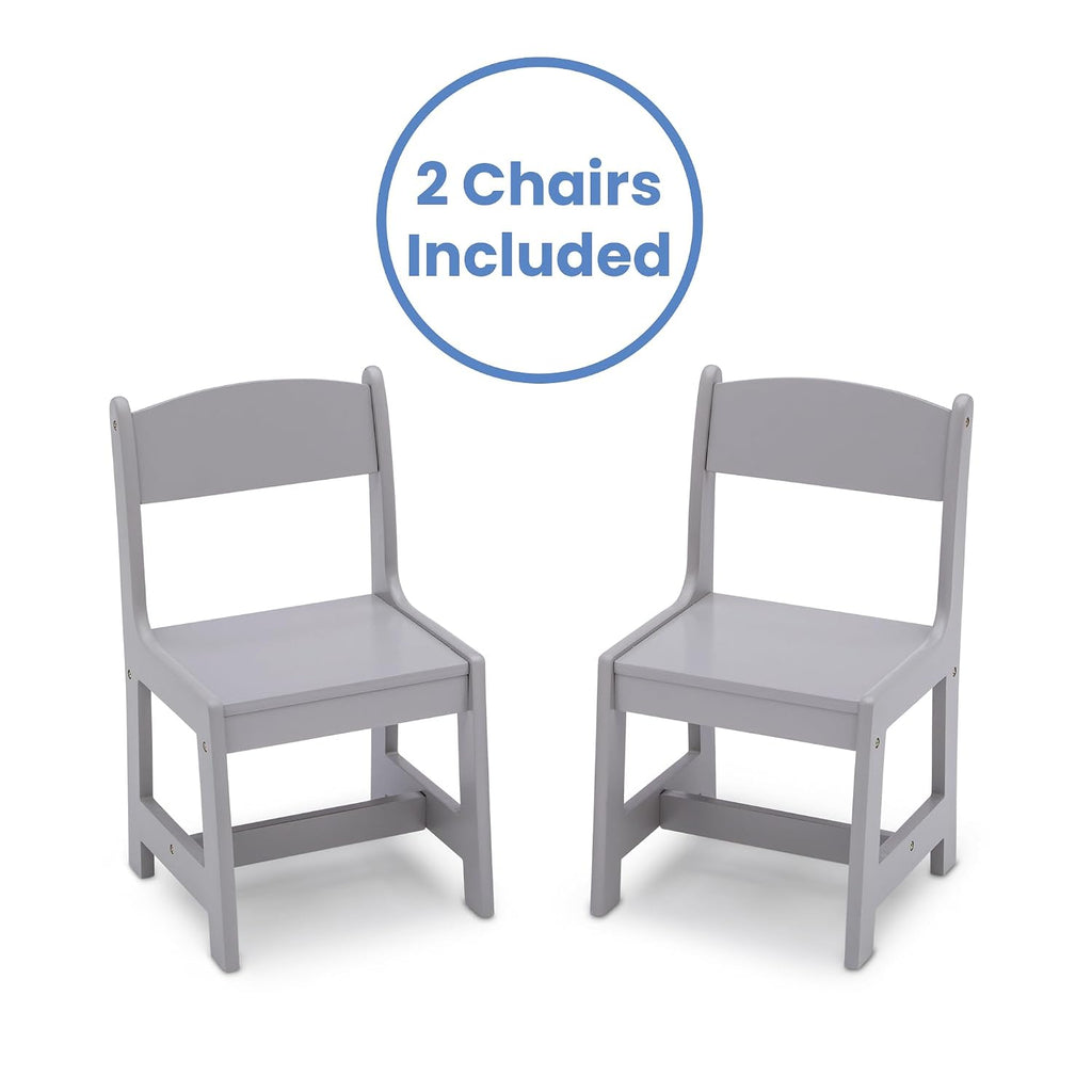 Delta Children MySize Kids Wood Table and Chair Set (2 Chairs Included) - Ideal for Arts & Crafts, Snack Time & More - Greenguard Gold Certified, Grey, 3 Piece Set