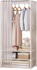 Portable Wardrobe - Heavy-Du Steel e with Hanging Rod & STO Cartment - Black, Single Row - Perfect for Clothes nizat & Space-Saving Soluts