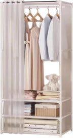 Portable Wardrobe - Heavy-Du Steel e with Hanging Rod & STO Cartment - Black, Single Row - Perfect for Clothes nizat & Space-Saving Soluts