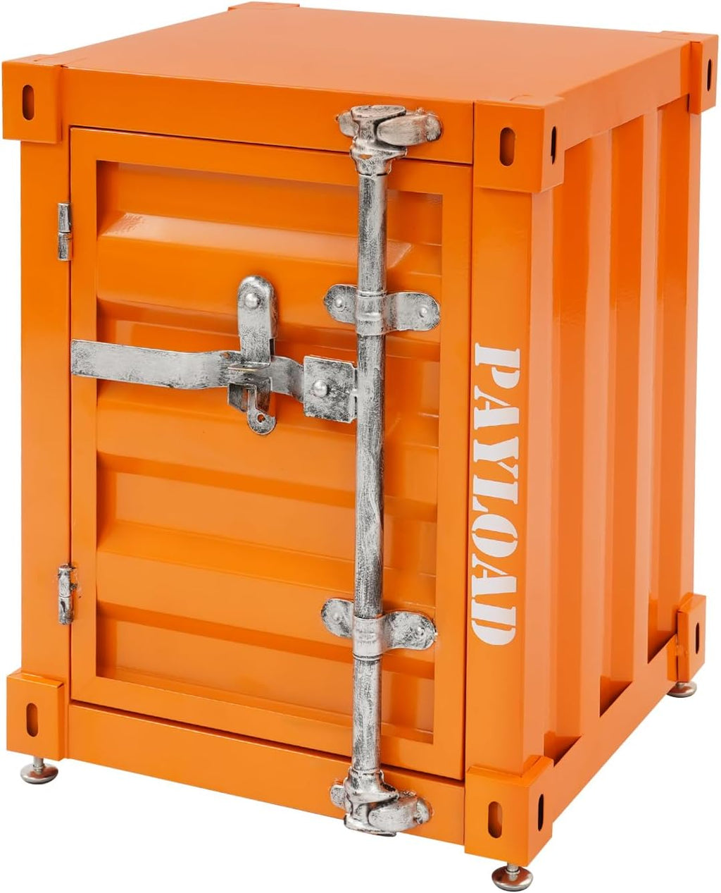 Industrial Wind Bedside Table, End Tables, Container Style Locker Wrought, Tinplate Bilayer Side Table, Metal Locker Nightstand with Combination Lock for Bedroom, Living Room, Office - Orange