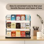 J JACKCUBE DESIGN Tea Bag Organizer Steel and Acrylic 3 Tier, 15 Compartment Tea Bags Sugar Packets Coffee Station Storage Holder for Cabinet Countertop Office (Black)- MK956A