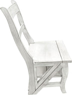 Carolina Chair & Table Antique Folding Library Ladder Chair - Convertible 2-in-1 Chair, Foldable Ladder Seat with Storage Shelf - Multifunctional Furniture for Bedroom, Dining (Antique White)