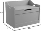 RAAMZO Wood Modern Storage Bench Box Blanket Chest Trunk with Safety Hinged Lid in Grey Finish