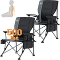 Timber Ridge Aluminum Oversized Camping Chair with Lumbar Support up to 500lbs, Heavy Duty Folding High Back Chair for Adults, Cup Holder, Cooler Bag, Side Pocket, 2 Pack
