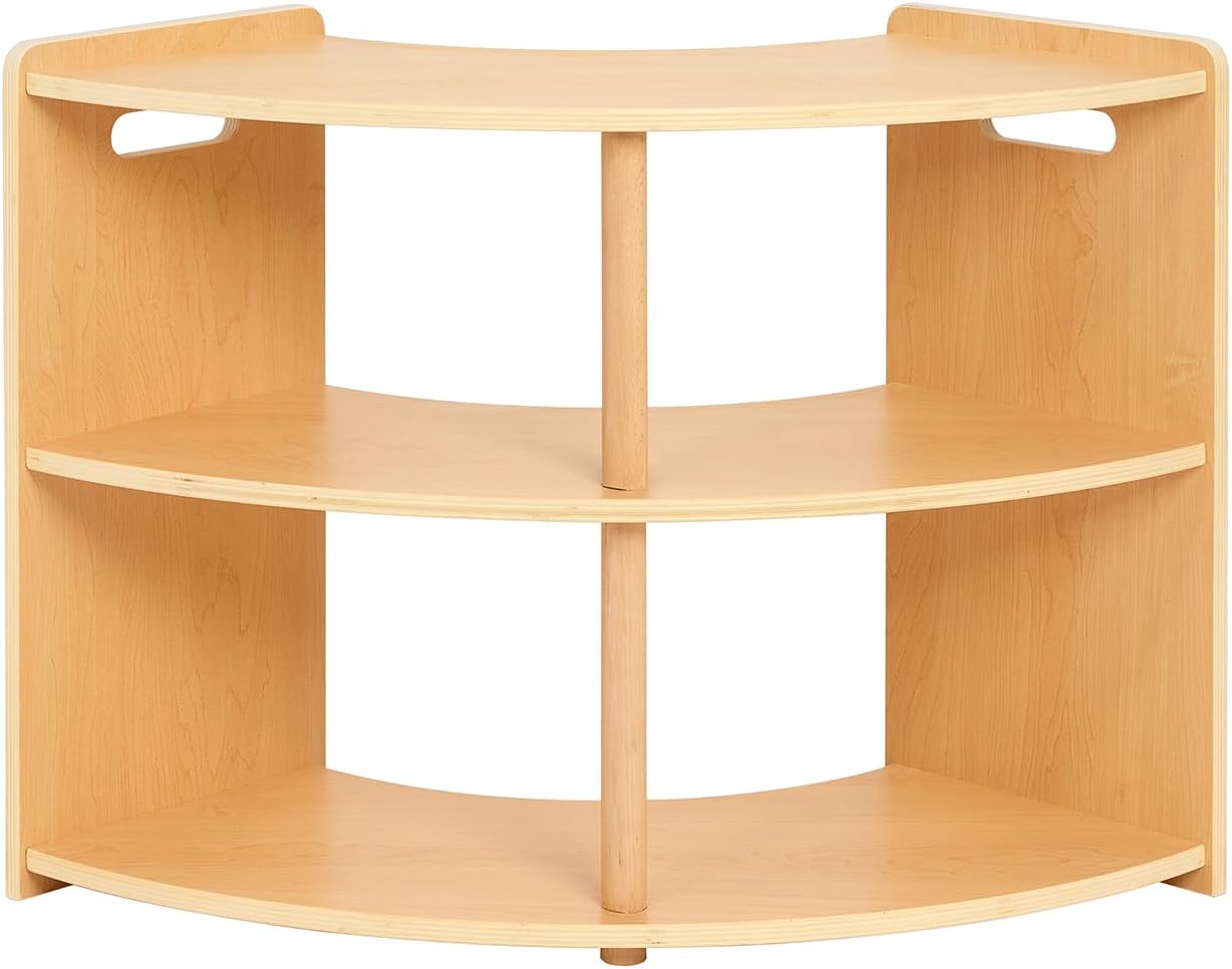 OOOK 2-Tier Montessori Book Shelf, Corner Arc Cabinet with Open Access, Montessori Furniture for Kids Room, Playroom, Nursery, Classroom, Kindergarten