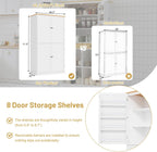 Linique 71.3" Kitchen Pantry with 2 Drawers, 2 Adjustable Shelves, 8 Door Racks, Large Wooden Cupboard, Freestanding Tall Cabinet for Kitchen Dining Room, White