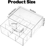 Rainmae Tea Bags Organizer Clear Acrylic Teabag Drawer Holder with 9 Compartments Stackable Tea Caddy Water Flavor Packet Storage Drawer for Counter, Countertop, Kitchen