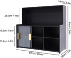 3-Tier Small Kitchen Pantry Sideboard Cabinet with Sliding Glass Doors,Countertop Storage Cabinet,Dining Cupboard for Kitchen,Dining Room,Spice,Bottles,Bowl
