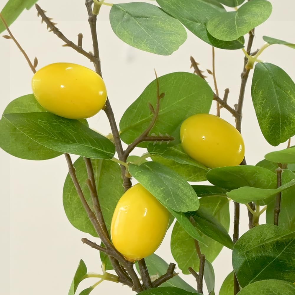 Artificial Lemons Branches 3pcs 27.5inch Lemon Stems for Vases Realistic Fruit Bouquet Faux Lemon Tree Branch Fake Lemons for Kitchen Home Wedding Party Spring Summer Decorations DIY Floral Crafts
