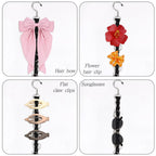 SNOWSTAR Macrame Hair Claw Clip Organizer with Rotating Hook and 20 Metal Rings,Hanging Hair Clip Holder and Storage for Women Girls,Claw Clips Hanger Home Decor for Wall,Door,Closet (Black1PCS)