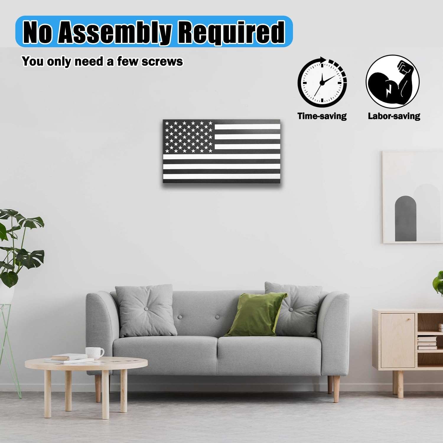 American Flag Gun Concealment Case, 19.7" x 11.8" x 4.9" American Flag Wall Hanging Concealed Gun Cabinet, Combination Lock All Iron Frame for Police Gift