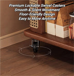 Solid Wood Mobile Side Table with Wheels, Rolling End Table with Storage Shelf, Vintage Couch Table for Living Room Bedroom Small Spaces