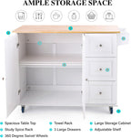 PHI VILLA Kitchen Island Cart on Wheels - Mobile Kitchen Island with Drop Leaf, Rolling Kitchen Table with Storage