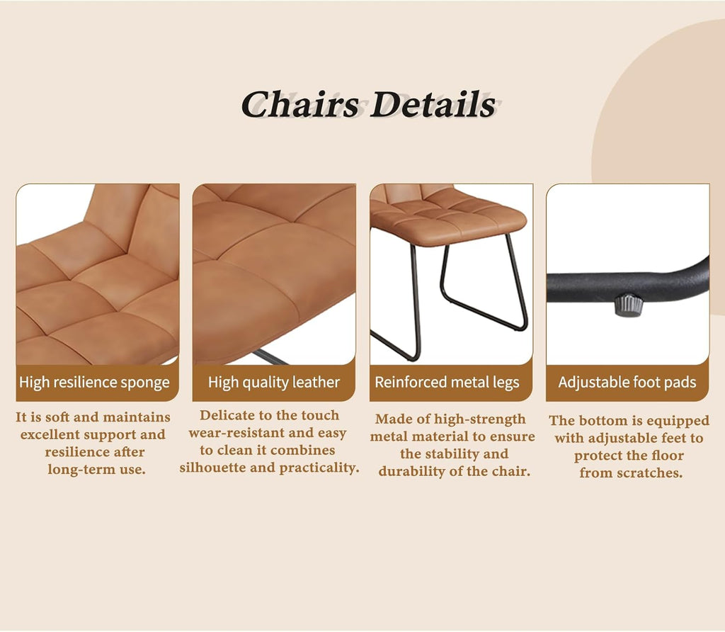 ZckyCine Butterfly Leaf Extendable Dining Table Set 47"-63", Rustic Wood Table with 6 PU Leather Chairs, Modern Scandinavian Dining Room Furniture for Kitchen Apartment