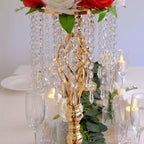 6 pcs 21.65 Inch Wedding Gold Flower Centerpieces Crystal Metal Flower Vase Wedding Centerpieces for Tables Decorations