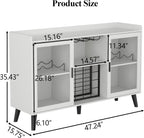 Auromie Wine Bar Cabinet with Led Light, Home Coffee Cabinet with Wine and Glass Rack, Kitchen Buffet Sideboard with Storage Shelves, Freestanding Liquor Cabinet for Living Room, Dining Room (White)