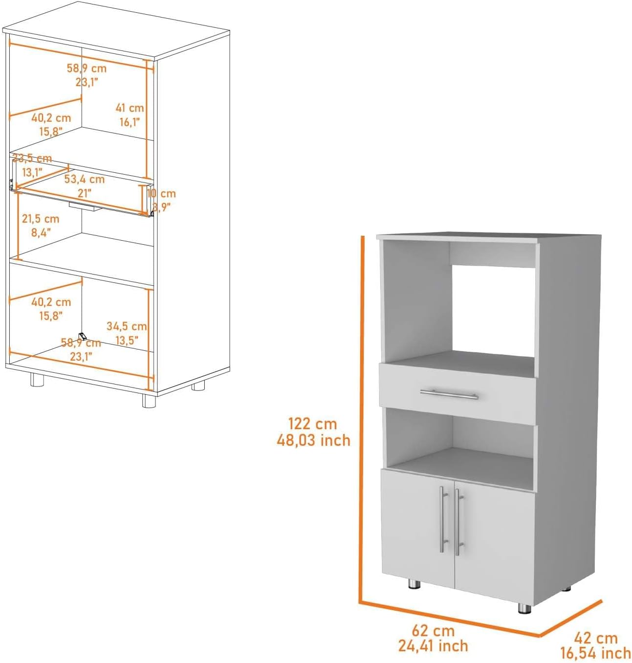 White Pantry Cabinet Microwave Stand