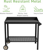 Metal Potting Bench with Wheels Planting Table for Outdoor Gardening Work Benches for Outside Potters Station Weatherproof