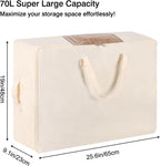 YGEOMER Blanket Storage Bags, Canvas Foldable Closet Organizers Containers with Reinforced Handle for Dorm Bedroom Closet Clothing Comforters Pillows Toys, 2 Pack