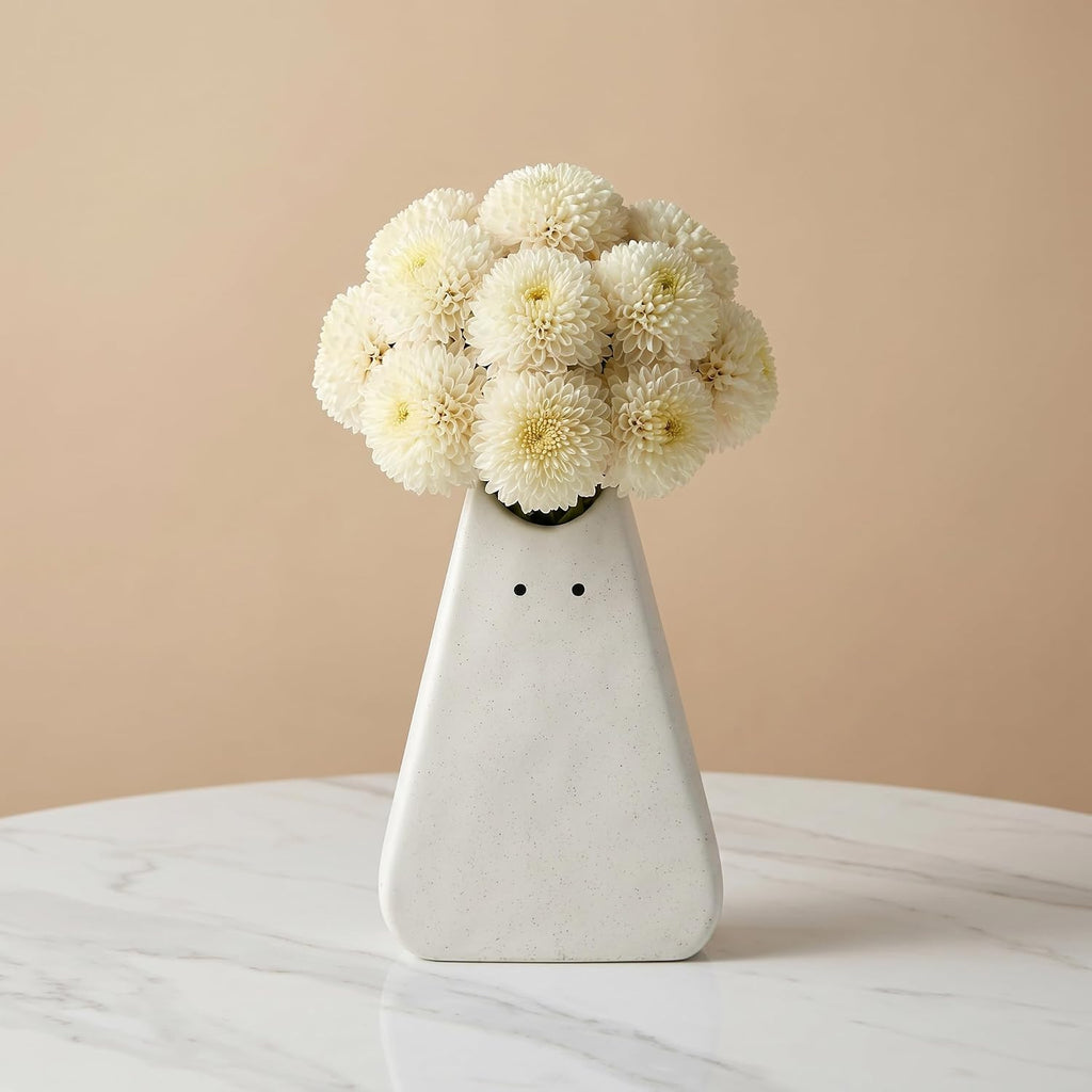 Adorable White Cat Vase - Modern, Simple & Creative Ceramic Flower Vase, Perfect Unique Gift for Girls, Women, Mothers & Cat Lovers - Ideal for Home Decor