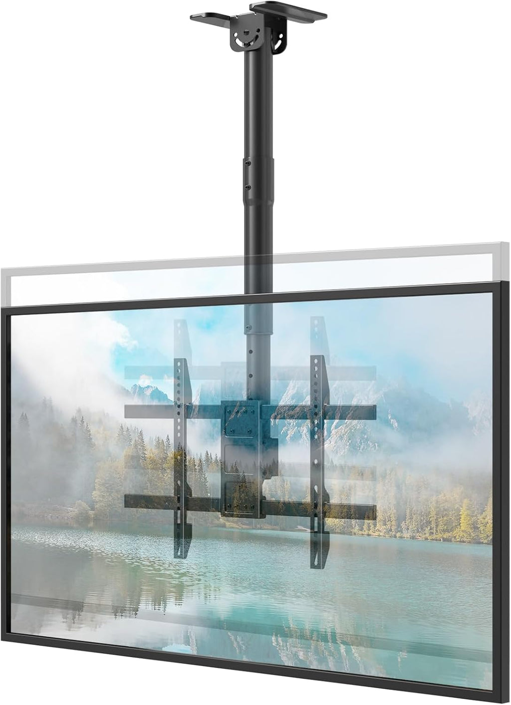 TV Ceiling Mount for Most 43-86 inch TV up to 132lbs, Adjustable Height Ceiling Mount TV Bracket with Swivel, Tilt, Fits Pitched/Vaulted Roof, Max VESA 600x400mm
