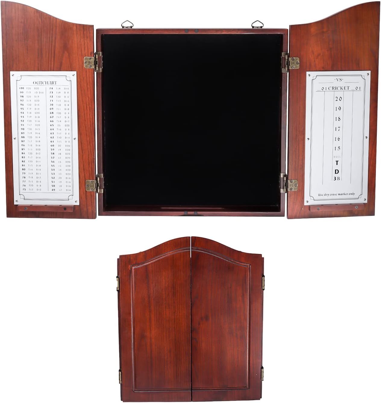 GSE Pro Dartboard Cabinet with Scoreboard, Walnut Solid Wood, Official Size | Dartboard & Darts Not Included, Furniture-grade Paint Finish, for Game Rooms/Man Caves/Bar, 3.5"D x 22"W x 25"H
