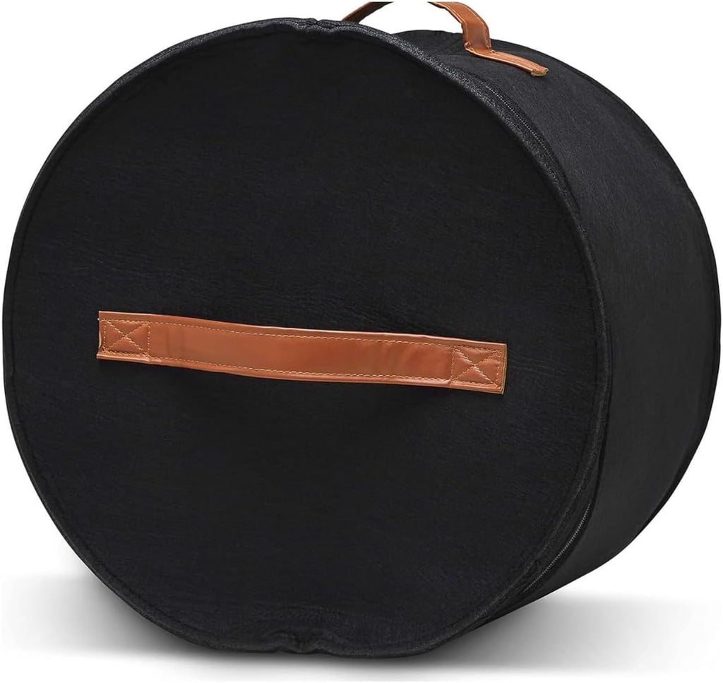 Christmas Wreath Storage Bag,Collapsible Felt Holiday Garland Container with Zipper & Handle, Durable Wreath Organizer Bin for Seasonal Decor Storage 20 x 12 (Black, 12 x 20)