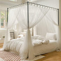 Elegant Mosquito Net Canopy for Twin, Full, Queen, King Beds - Perfect for Adults, Teens, Boys & Girls - Stylish 4 Corner Post Design for Ultimate Protection White King