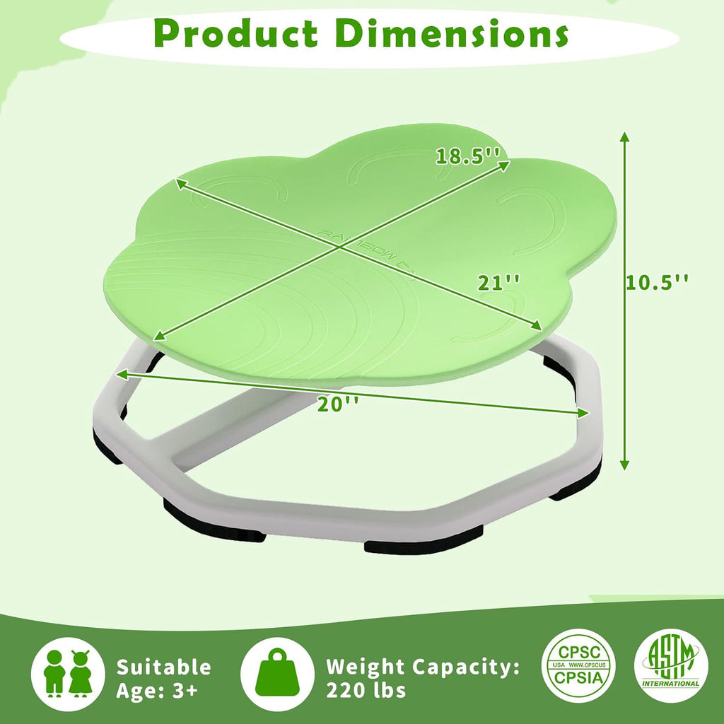 Costzon Sensory Chair, 360° Sit & Swivel Autistic Children Sensory Toy w/Non-Slip Metal Base for Training Body Coordination and Indoor Outdoor Use, Spinning Chair for Autistic Kids (Green,Cat Paw)