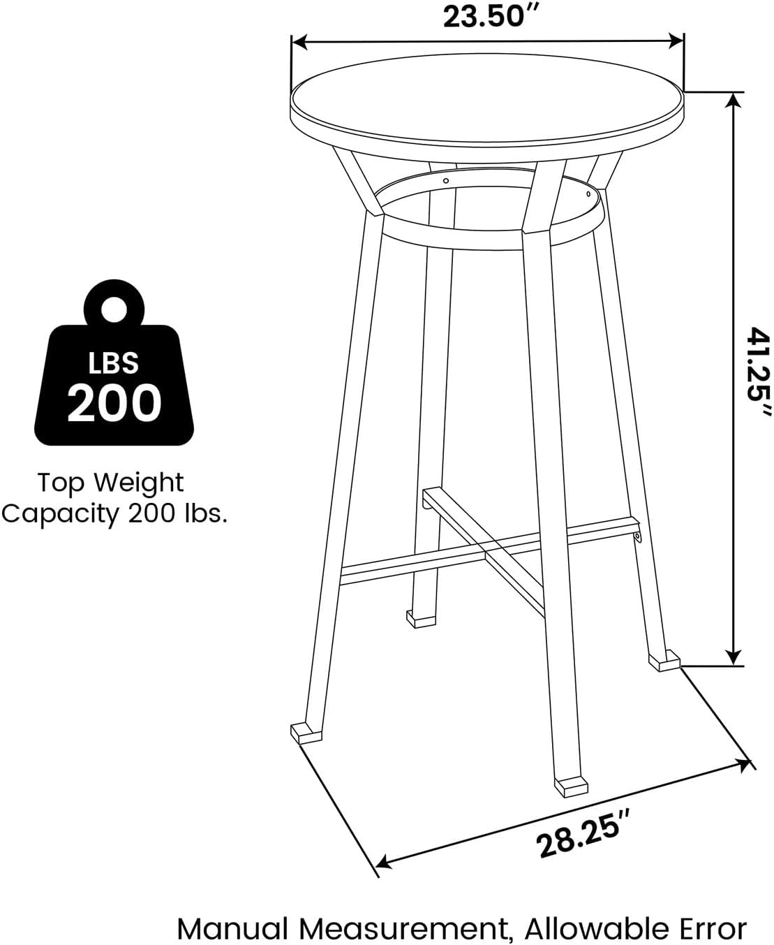 Glitzhome Round Bar Table, 41.25" H Wood Bistro Pub Table with Metal X-Leg Footrest, Rustic Kitchen Island Table for Dining Coffee Cocktail Living Room Small Space