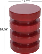 14.2" W Round End Table with 3-Tier Design, Modern MGO Side Table for Indoor Outdoor, Patio Balcony Living Room Accent Furniture, Red Color