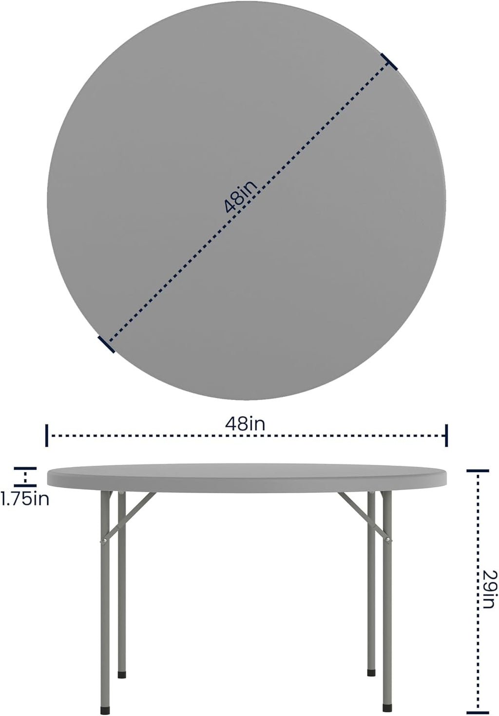 Flash Furniture Kathryn 4' Round Plastic Folding Event Table for Parties and Trade Shows, Portable Indoor/Outdoor Event Banquet Table, Granite Dark Gray