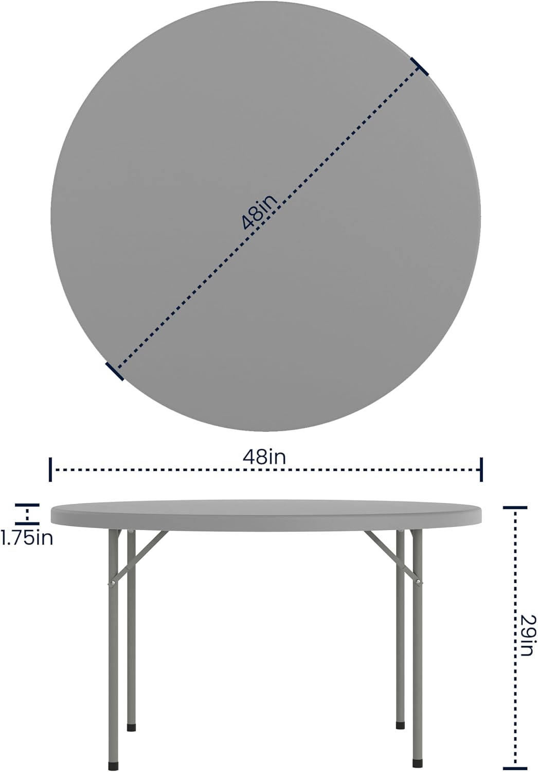 Flash Furniture Kathryn 4' Round Plastic Folding Event Table for Parties and Trade Shows, Portable Indoor/Outdoor Event Banquet Table, Granite Dark Gray