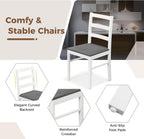 COSTWAY Dining Table Set for 4, 5-Piece Dinette Set with Rubber Wood Legs, Anti-Slip Pads & Space-Saving Design, Farmhouse Kitchen Table and Chairs for Kitchen, Apartment, Studio