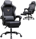 GTPLAYER Gaming Chair with Footrest, Recliner Chair with Headrest & Lumbar Support, Linkage Armrest,Ergonomic Gaming Chair 350lbs, High Back Office Home, Black