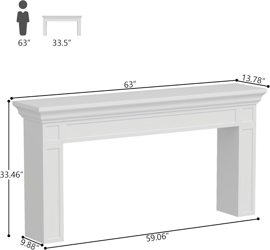 Loomie 63" Long Console Tables for Entryway, Modern Rectangular Sofa Table Behind the Couch, Narrow Long Entry Accent Table for Living Room, Entrance, Hallway, Foyer (White)