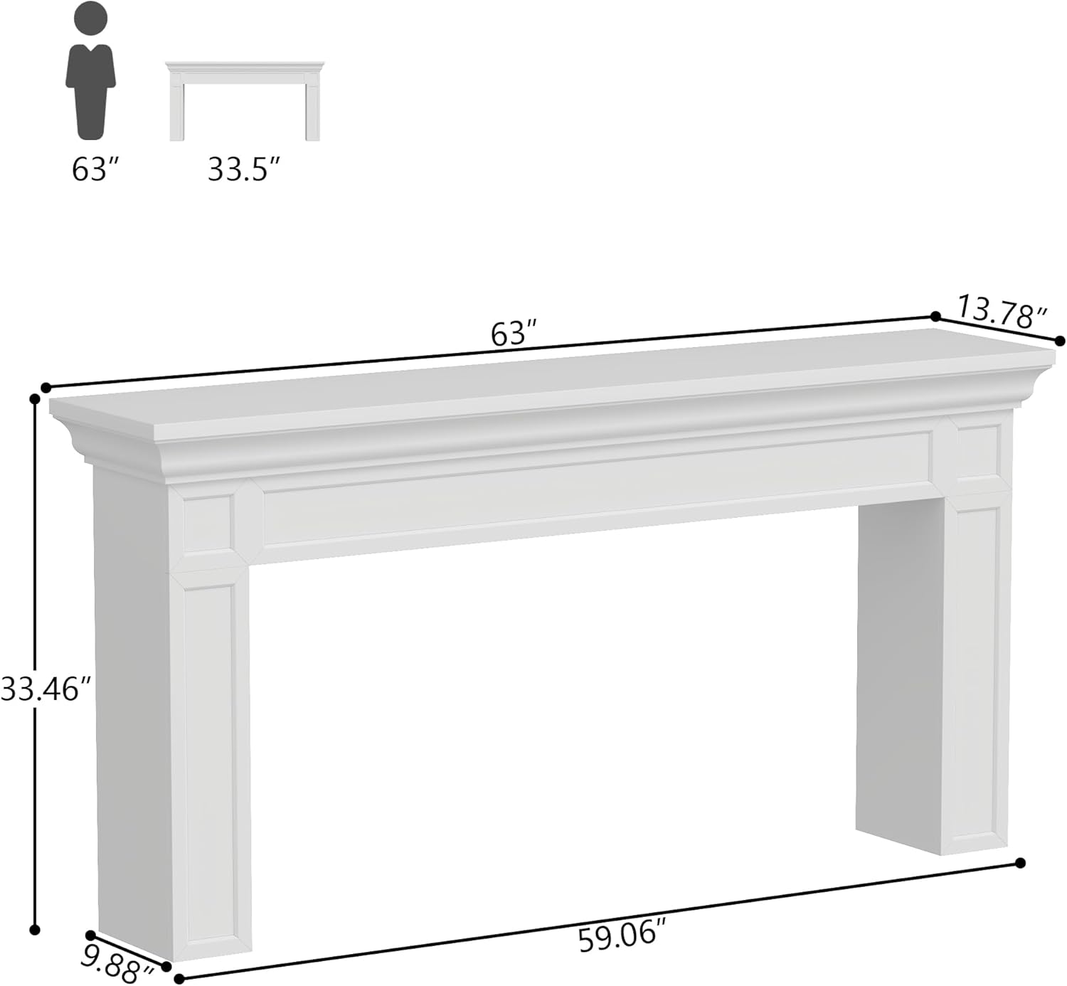 Loomie 63" Long Console Tables for Entryway, Modern Rectangular Sofa Table Behind the Couch, Narrow Long Entry Accent Table for Living Room, Entrance, Hallway, Foyer (White)